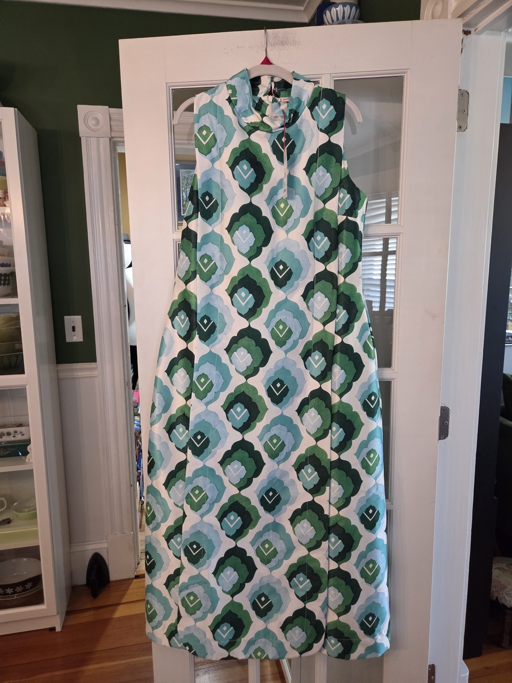 Frances Valentine Green Geo-Print Maxi Dress - Size 12 - Picture 7 of 16